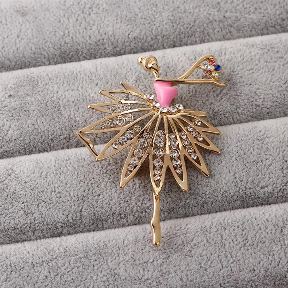 Dancing Girl Brooch Pin Corsage, Sweater Dress Shawl Cute Jewelry Accessory Decor for Birthday Party Christmas Gift