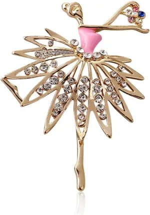 Dancing Girl Brooch Pin Corsage, Sweater Dress Shawl Cute Jewelry Accessory Decor for Birthday Party Christmas Gift