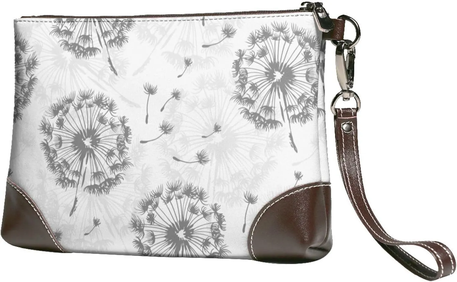 Dandelion Flower Floral Women Leather Clutch Bag Wristlet Handbags Purses Evening Bag Clutch Purse