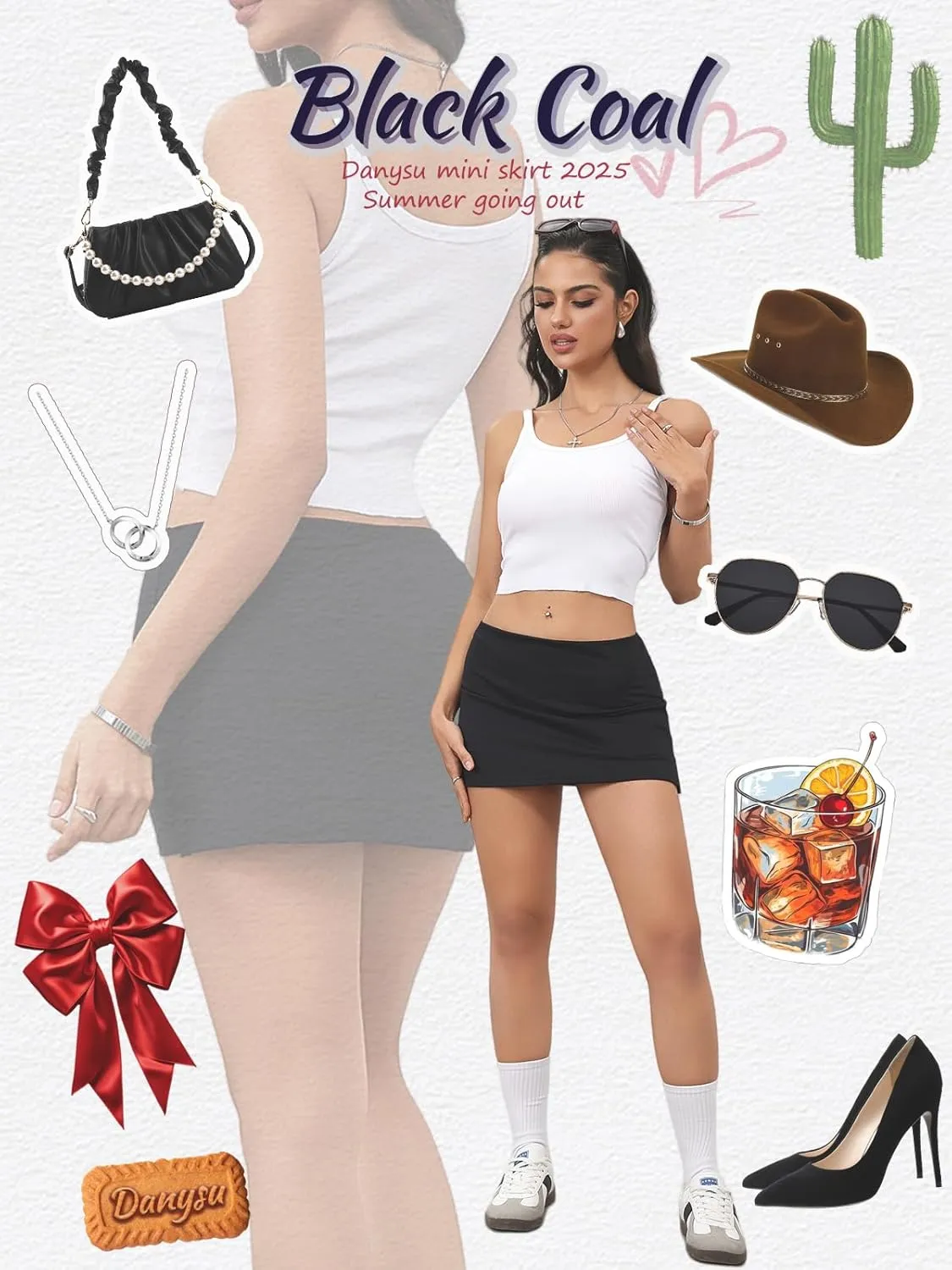 Danysu Stretchy Mini Skorts Mid Waist Skirt with Shorts Side Slit 2025 Sports Daily Going Out Outfits