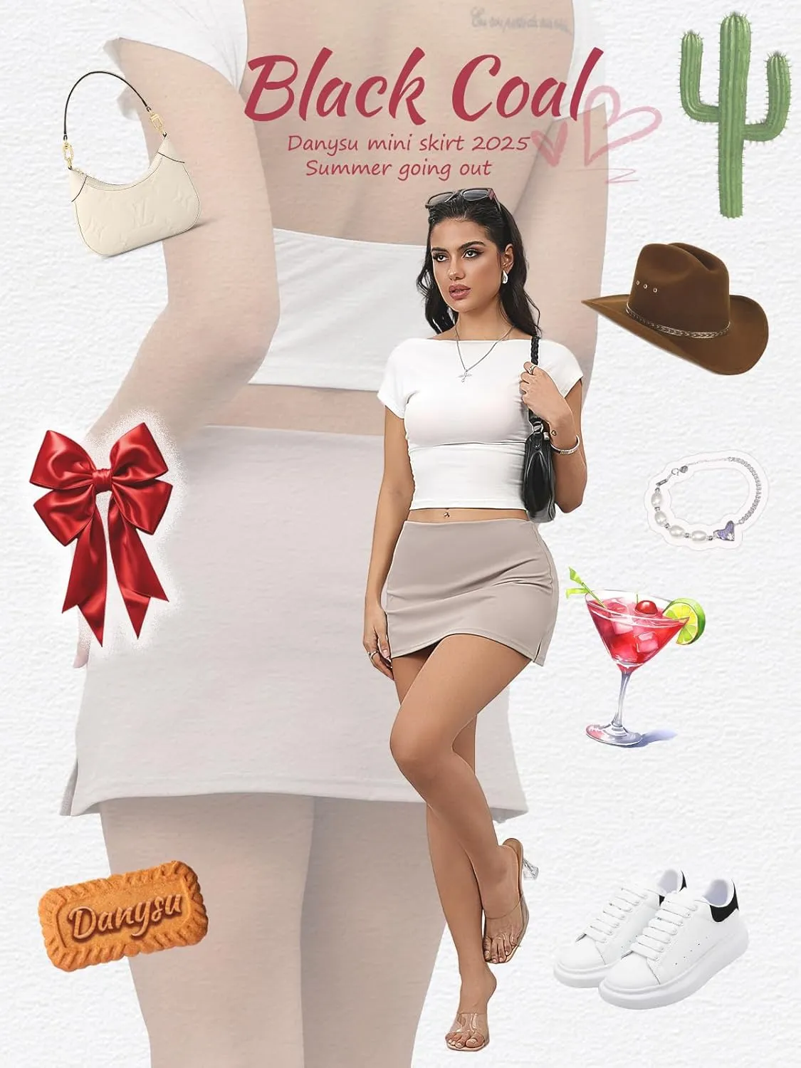Danysu Stretchy Mini Skorts Mid Waist Skirt with Shorts Side Slit 2025 Sports Daily Going Out Outfits