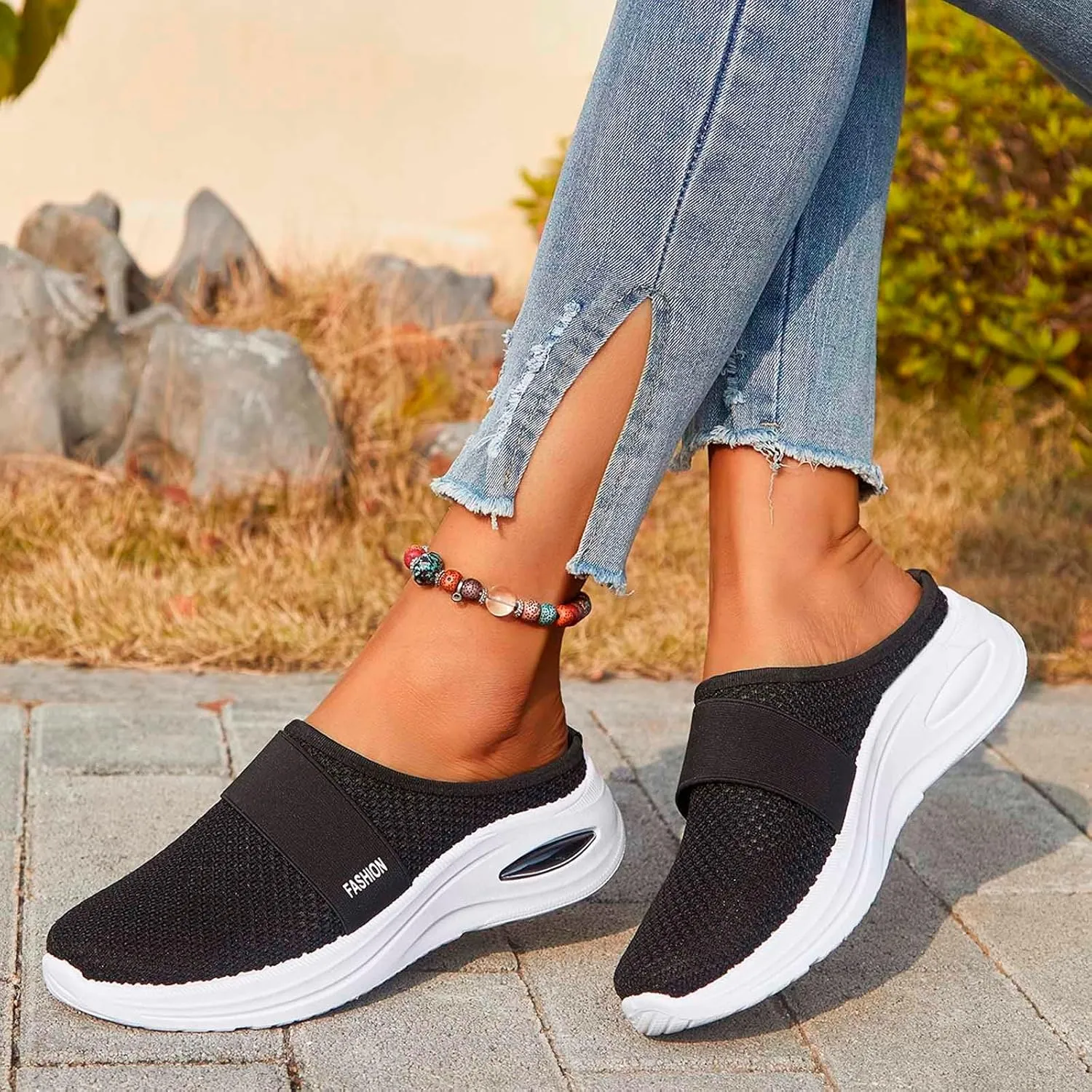 Diabetic Air-Cushion Slip-On Walking Shoes, Orthopedic Diabetic Slippers, with Arch-Support for Women