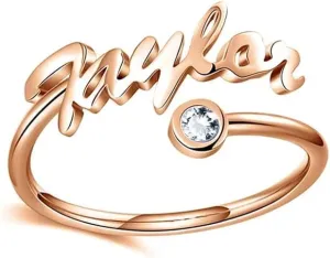 Diamond Custom Name Ring 925 Sterling Silver D Color VVS Clarity Diamond Engraved Name Ring Personalized Ring Dainty Custom Rings Gift for Women Girl Mom Grandma