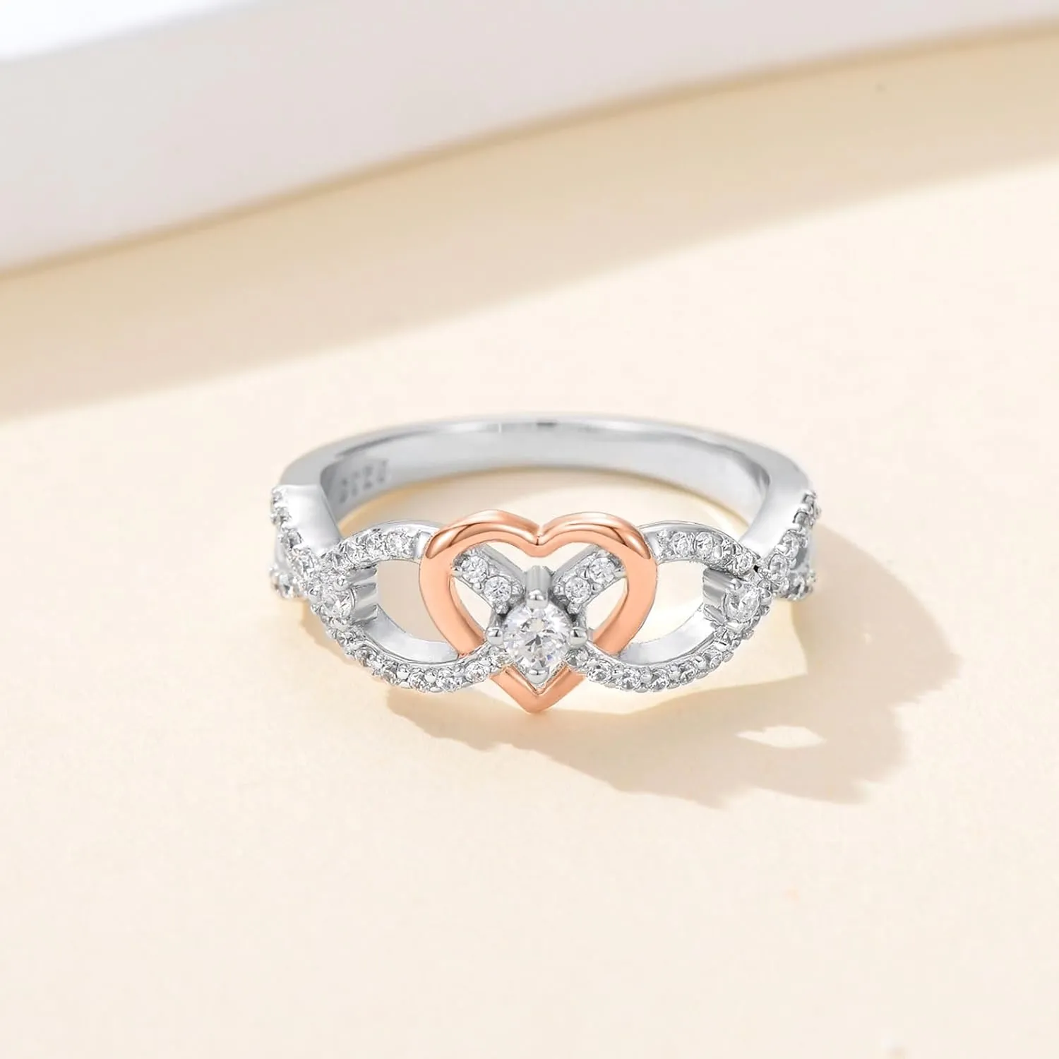 Diamond Heart Promise Ring for Women D Color VVS1 Clarity 18K Gold Plated 925 Sterling Silver Diamond Anniversary Ring Jewelry