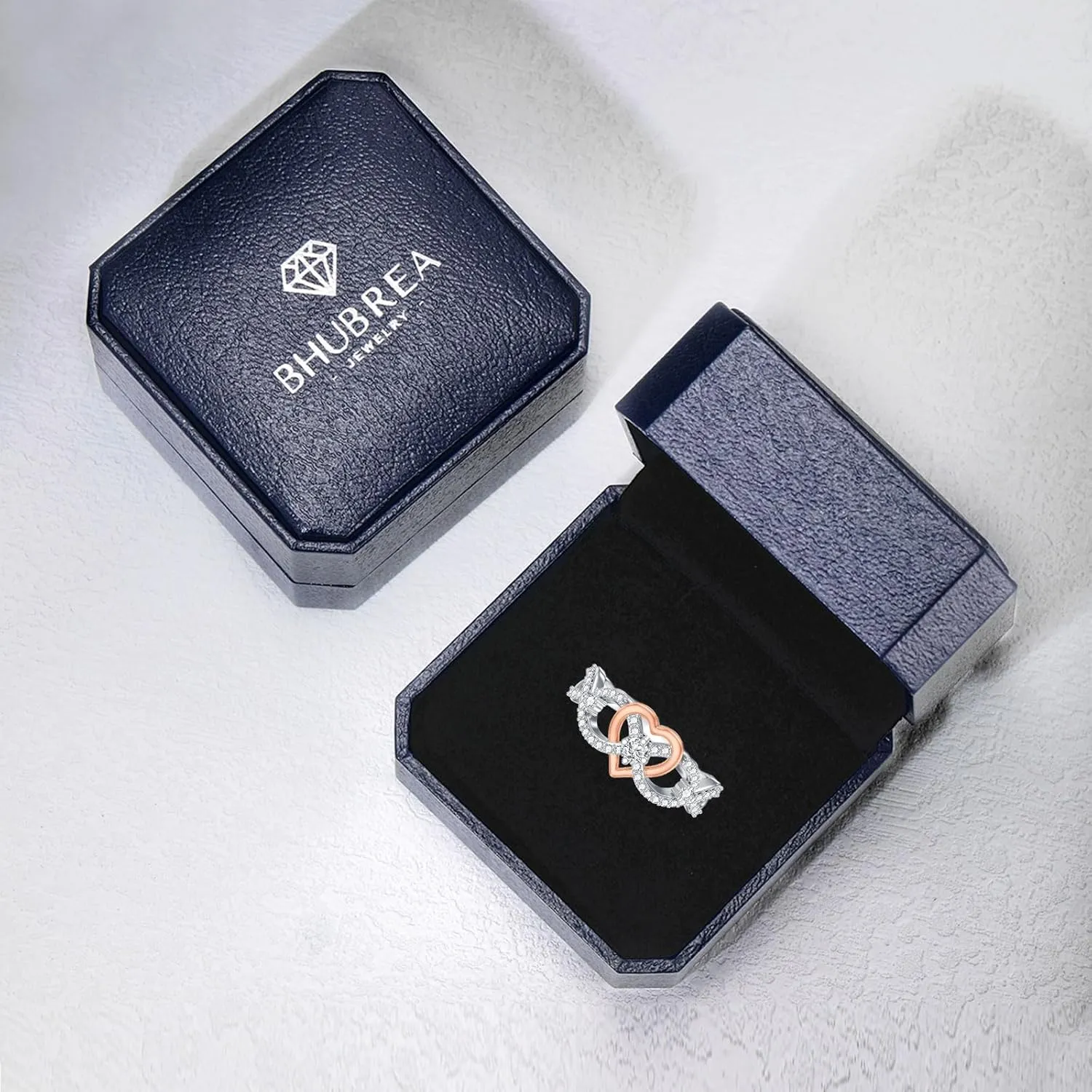 Diamond Heart Promise Ring for Women D Color VVS1 Clarity 18K Gold Plated 925 Sterling Silver Diamond Anniversary Ring Jewelry