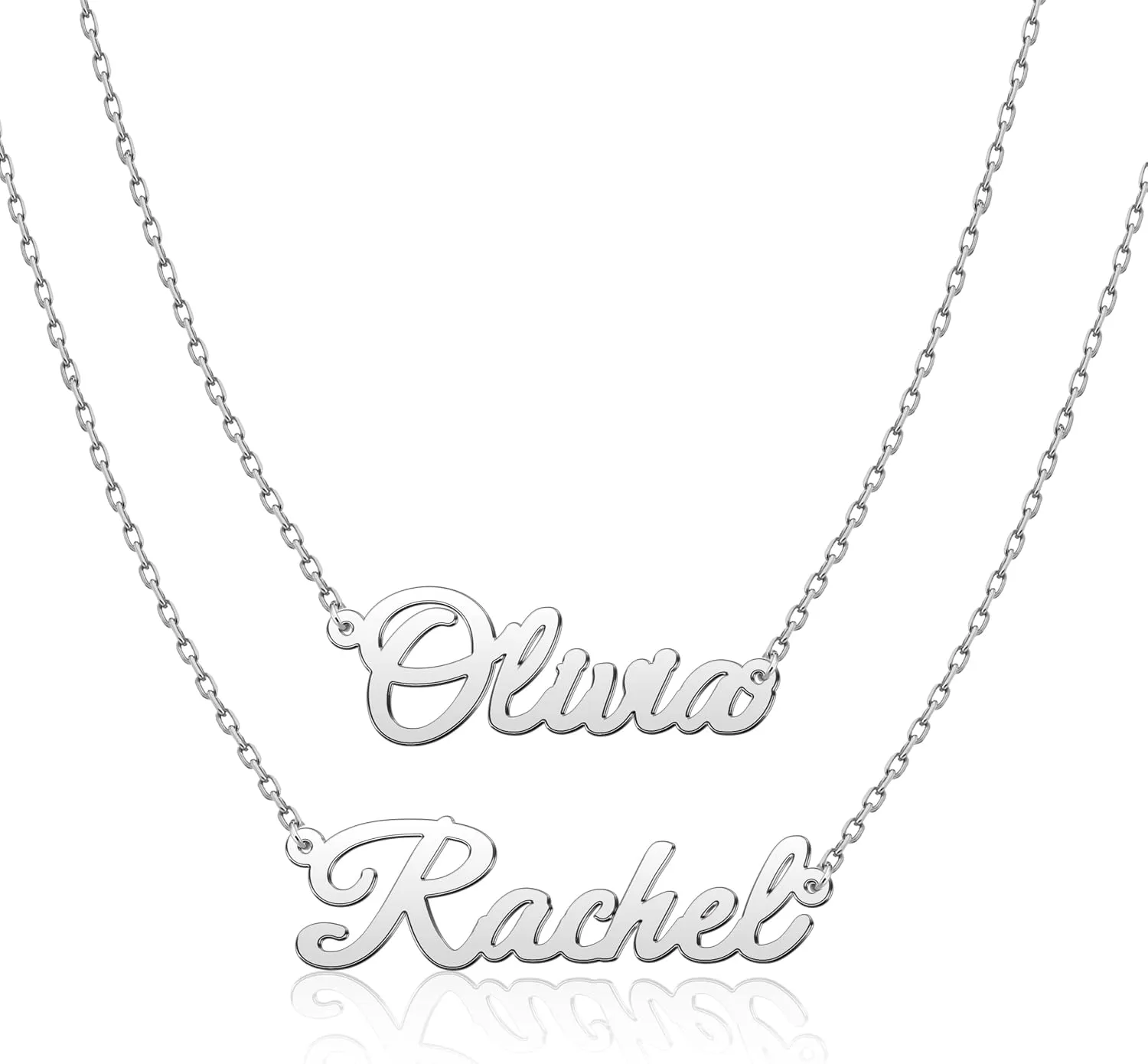 Double Layered Choker Name Necklace Personalized Heart Jewelry Gifts Dainty Name Chain Customized Name Plate Necklace Pendant for Women Girls
