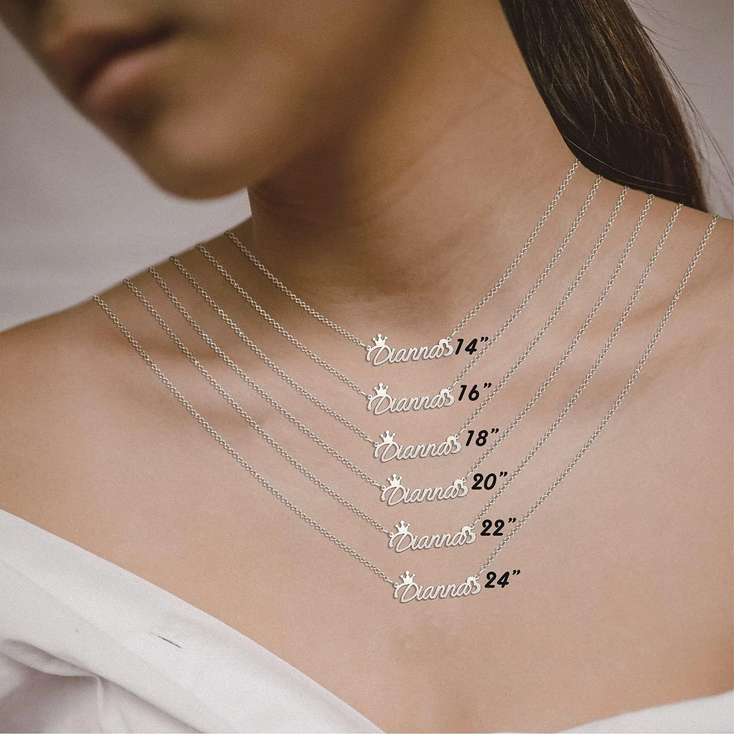 Double Layered Choker Name Necklace Personalized Heart Jewelry Gifts Dainty Name Chain Customized Name Plate Necklace Pendant for Women Girls