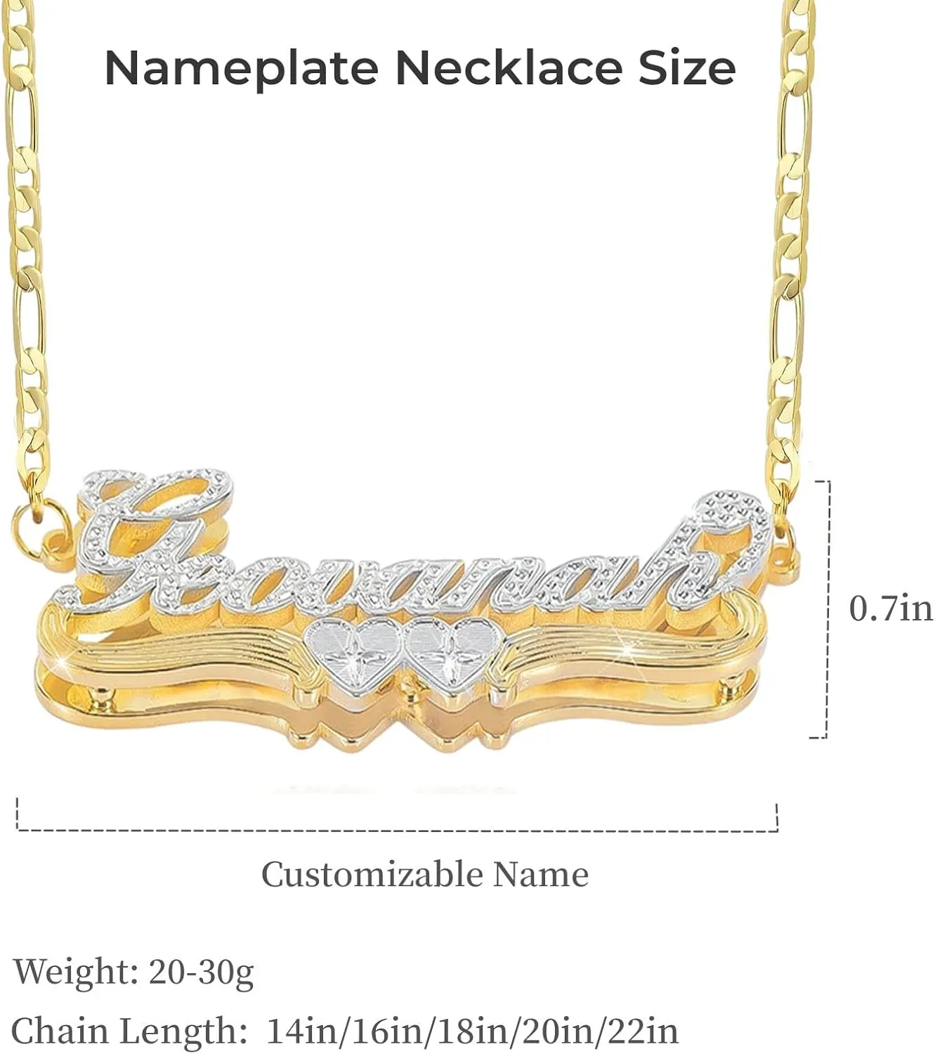 Double Plated Name Necklace Personalized Custom Name Necklace 18k Gold Plated Nameplate Pendant Customized Name Plate Necklace for Women Men
