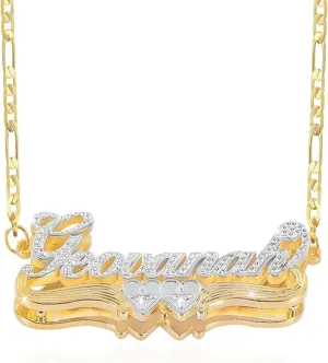 Double Plated Name Necklace Personalized Custom Name Necklace 18k Gold Plated Nameplate Pendant Customized Name Plate Necklace for Women Men
