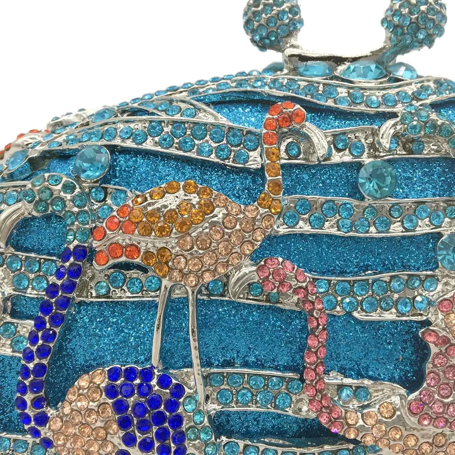 Elegant Flamingo Clutch Women Crystal Evening Purses and Handbags Luxury Wedding Party Bridal Rhinestone Bag