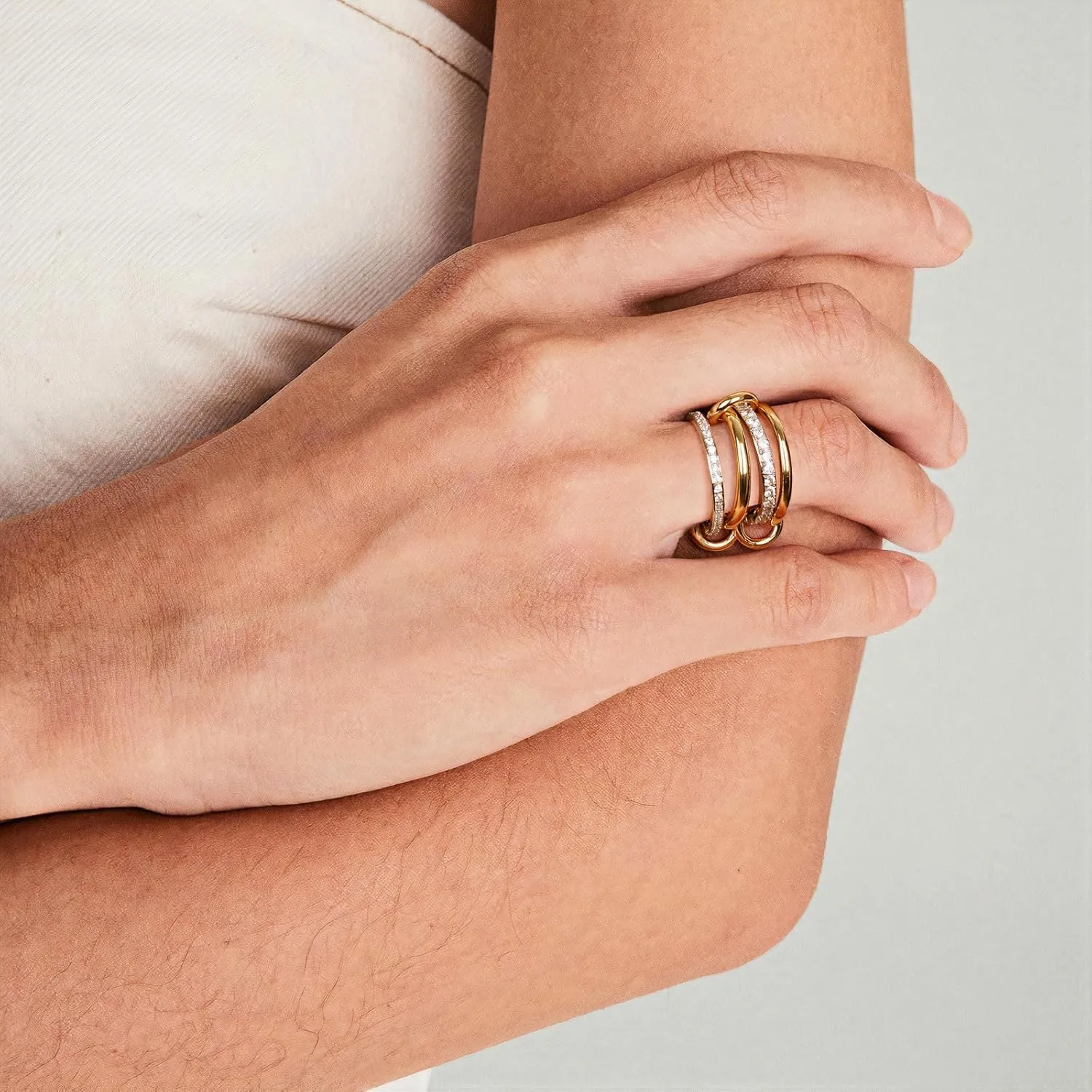 Elegant Pave Stackable Rings for Women - Non Tarnish Rings Set, Perfect for Everyday Wear, Fashion Jewelry with Sparkling Finish, Durable and Versatile, Ideal Gift for Her