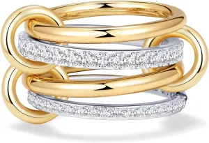 Elegant Pave Stackable Rings for Women - Non Tarnish Rings Set, Perfect for Everyday Wear, Fashion Jewelry with Sparkling Finish, Durable and Versatile, Ideal Gift for Her