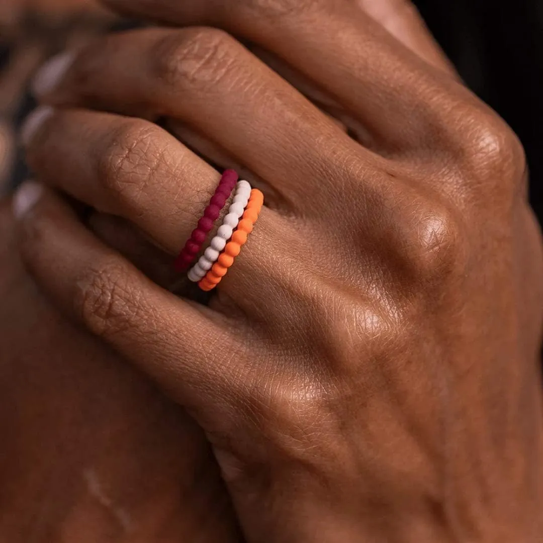 Enso Rings Stackable Beaded Silicone Wedding Ring  Hypoallergenic Unisex Stackable Wedding Band  Comfortable Minimalist Band  2.5mm Wide, 8mm Thick