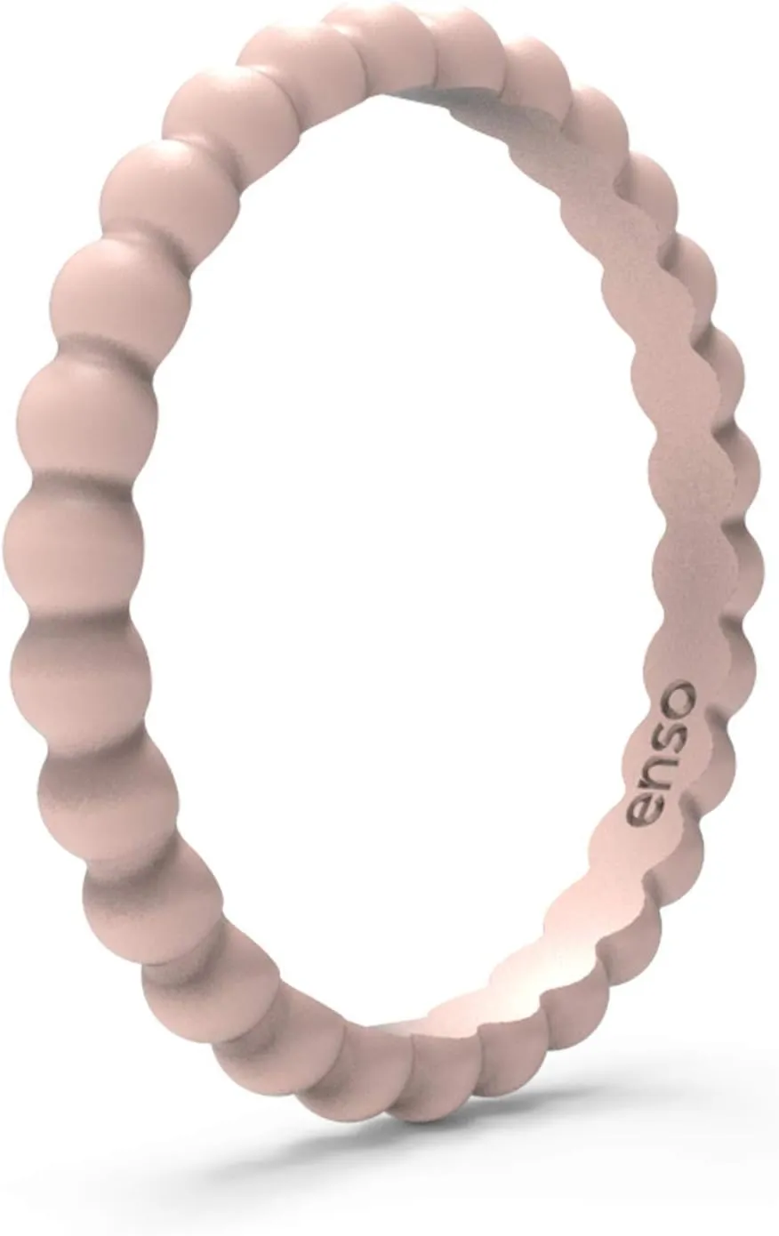 Enso Rings Stackable Beaded Silicone Wedding Ring  Hypoallergenic Unisex Stackable Wedding Band  Comfortable Minimalist Band  2.5mm Wide, 8mm Thick