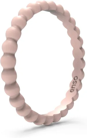 Enso Rings Stackable Beaded Silicone Wedding Ring  Hypoallergenic Unisex Stackable Wedding Band  Comfortable Minimalist Band  2.5mm Wide, 8mm Thick