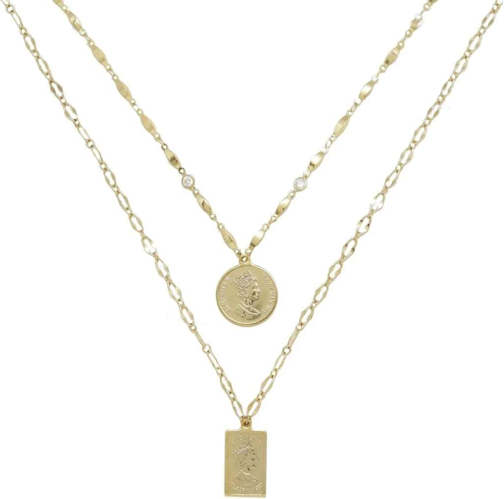 Ettika Necklace. Medallions of Mine 18k Gold Plated Layered Coin Necklace Set. Fashion Jewelry for Women. Great Gift