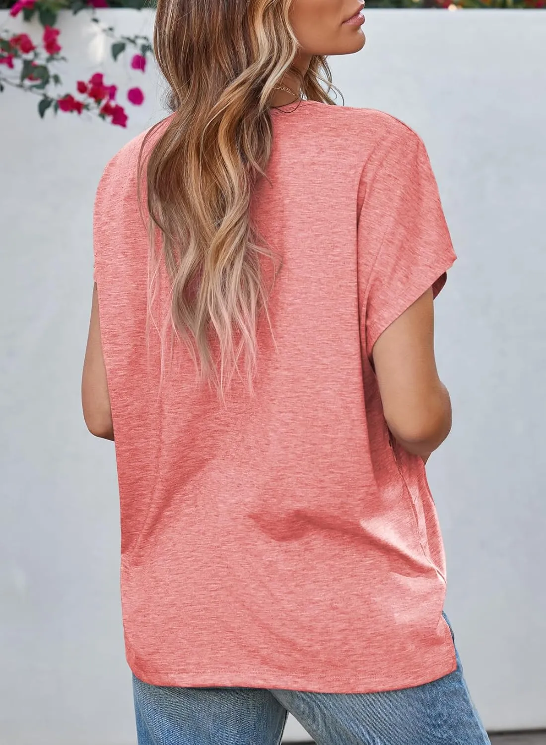 EVALESS Womens Fashion Oversized Summer Tops Casual Short Sleeve V Neck Lace Patchwork Shirts 2025 Basic T-Shirts Tee Blouses