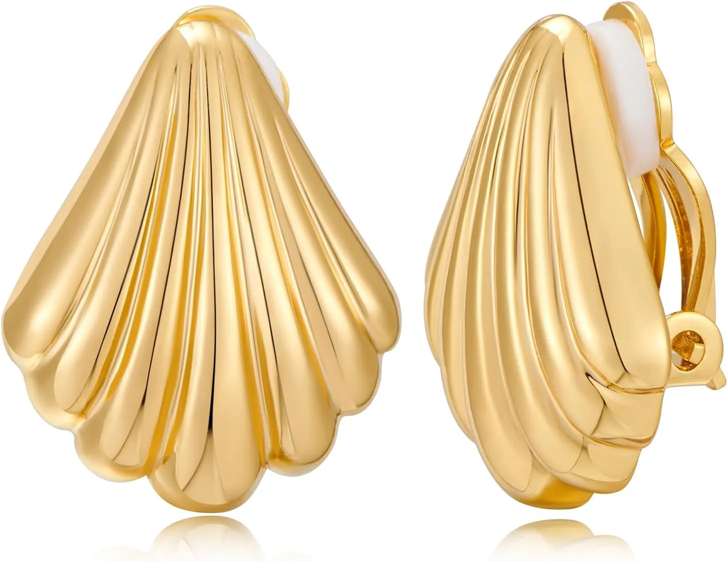 FAMARINE Gold Silver Clip on Earrings Shell Earrings Women