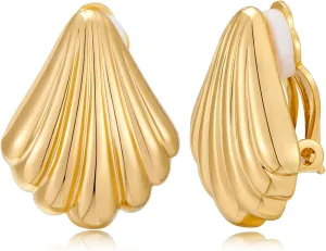 FAMARINE Gold Silver Clip on Earrings Shell Earrings Women