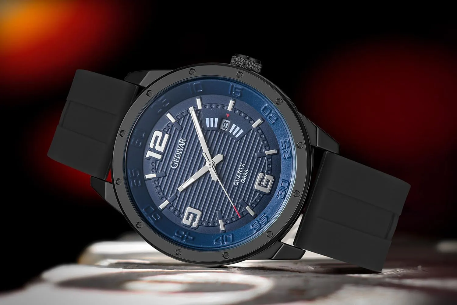 Fashion Analog Watch for Men, Waterproof Quartz Watch with Silicone Band, Unique Design Mens Military Army Sports Calendar Date Big Large Face Wrist Watch