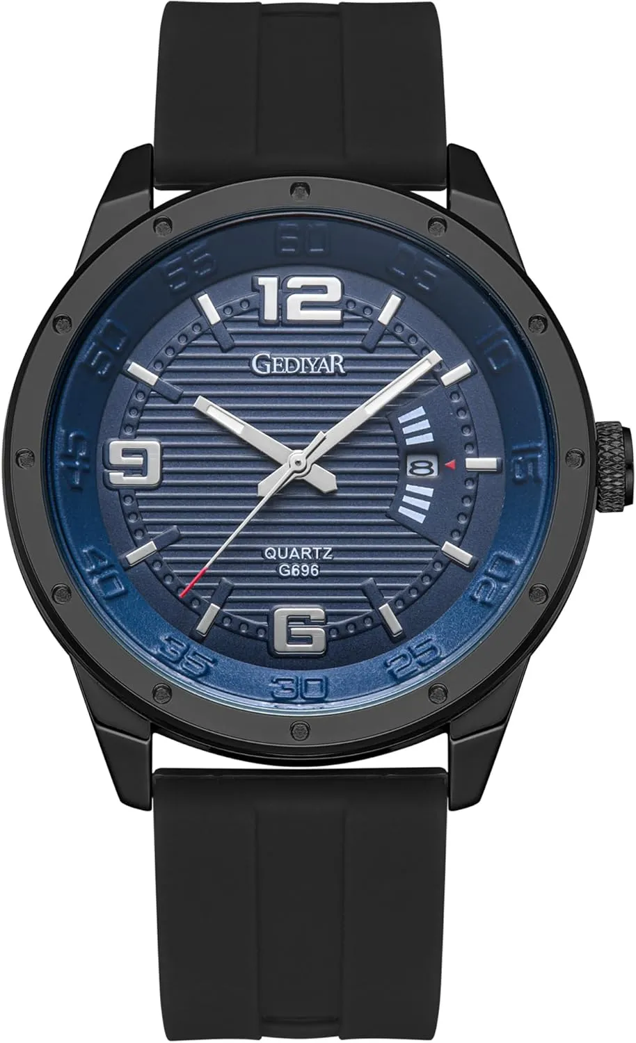 Fashion Analog Watch for Men, Waterproof Quartz Watch with Silicone Band, Unique Design Mens Military Army Sports Calendar Date Big Large Face Wrist Watch