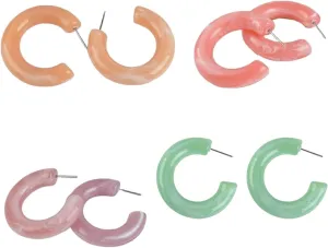 Fashion Multiple Colors Resin Hoops Earrings Summer Color Acrylic Stud Earrings for Women Party Gifts Jewelry