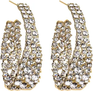 Fashion Statement Vintage Dangle Earrings Gold Hoop Earrings Crystal Beaded Teardrop Chandelier Dangle Earrings for Women
