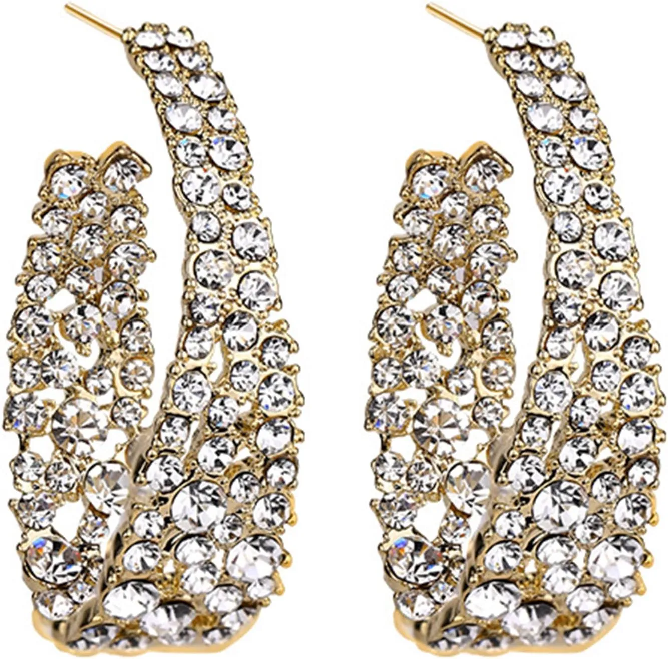 Fashion Statement Vintage Dangle Earrings Gold Hoop Earrings Crystal Beaded Teardrop Chandelier Dangle Earrings for Women