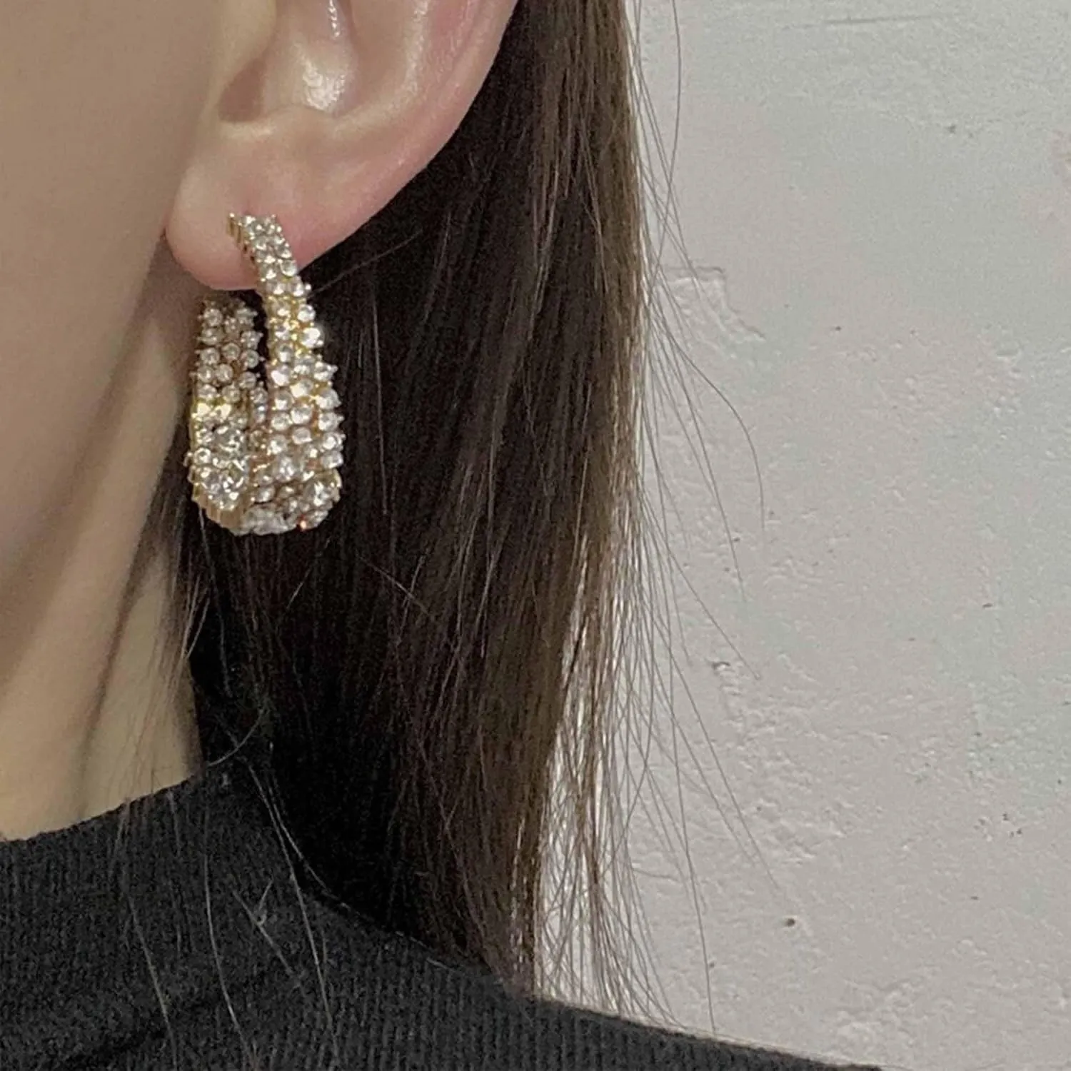 Fashion Statement Vintage Dangle Earrings Gold Hoop Earrings Crystal Beaded Teardrop Chandelier Dangle Earrings for Women