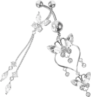 Fashionable Belly Button Rings 2pcs Navel Piercing Jewelry for Women Gold Plated Belly Ring Set