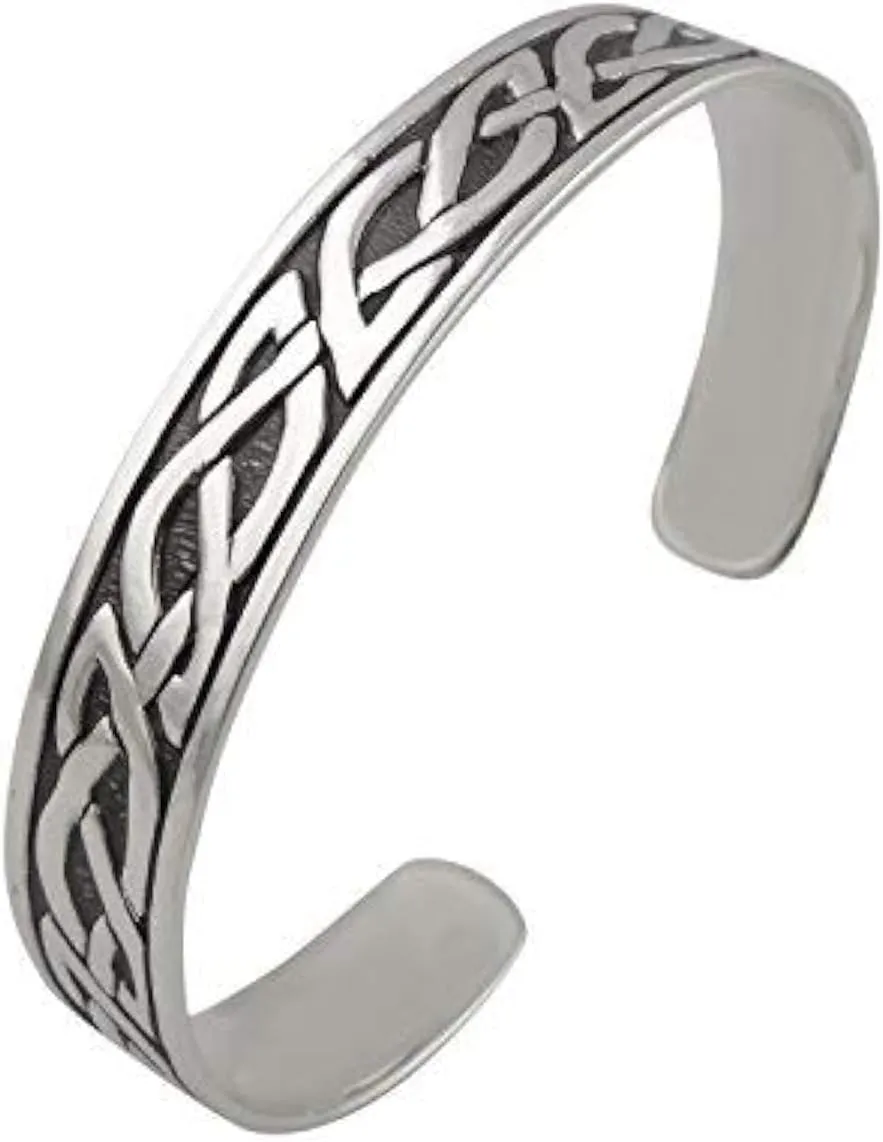 FashionJunkie4Life 925 Sterlin Silver and Stainless Steel Open Cuff Celtic Bracelet