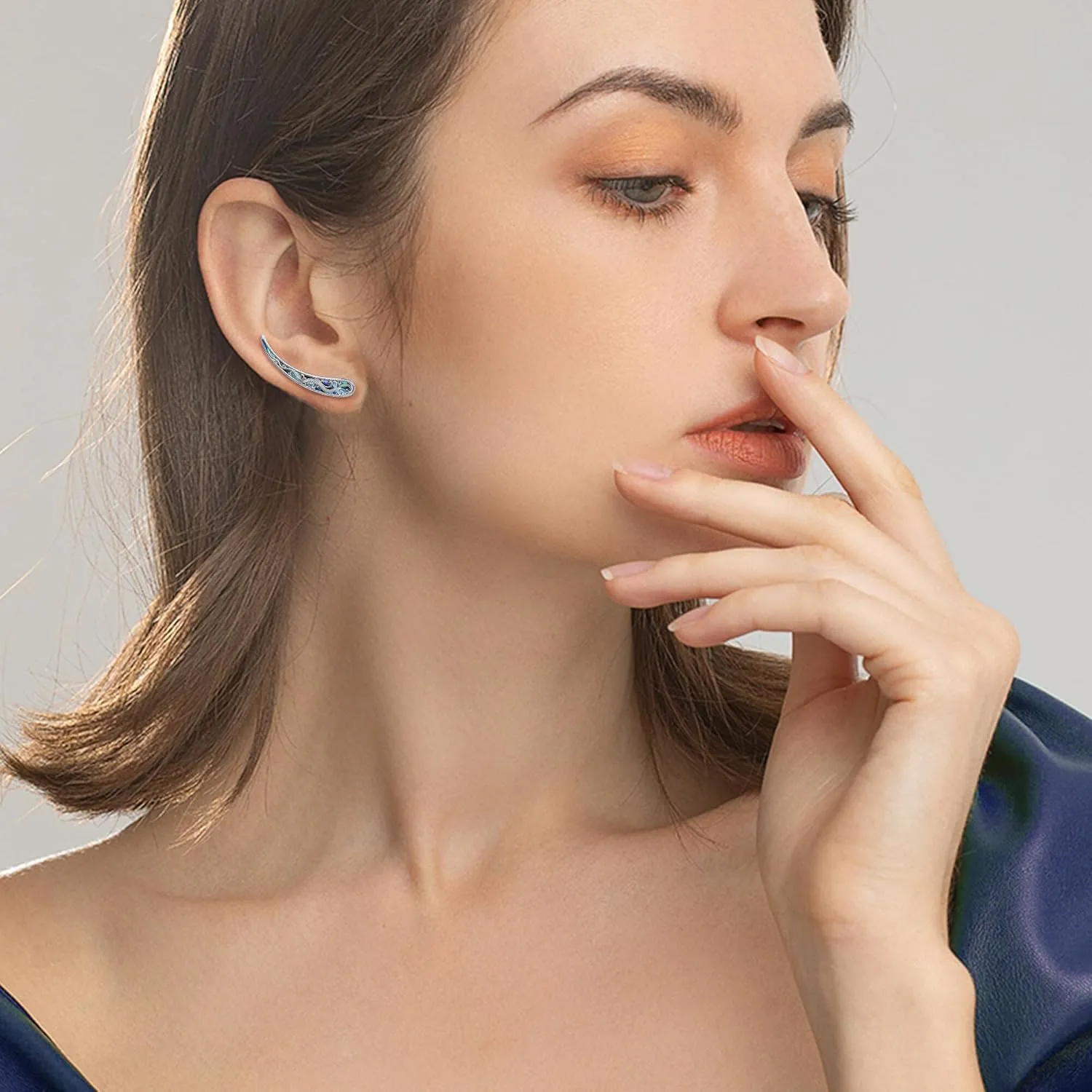 Filigree Ear Crawler Earrings Sterling Silver Filigree Ear Climbers Earrings Vintage Filigree Jewelry Gifts for Women