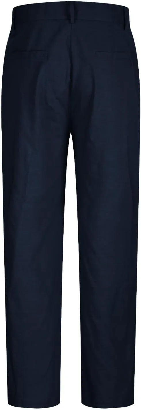 Finelylove Cotton Linen Pants Men Straight Leg Pleated Work Dress Pants Relaxed Fit Casual Leisure Chino Trousers