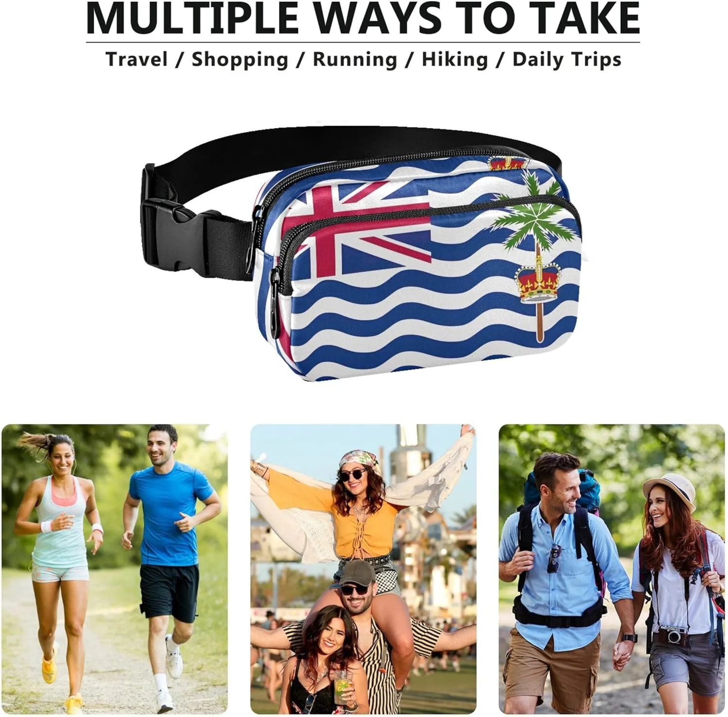 Flag British Indian Ocean Territory Women Fanny Packs Funny Everywhere Belt Bag Waterproof Waist Pouch for Women
