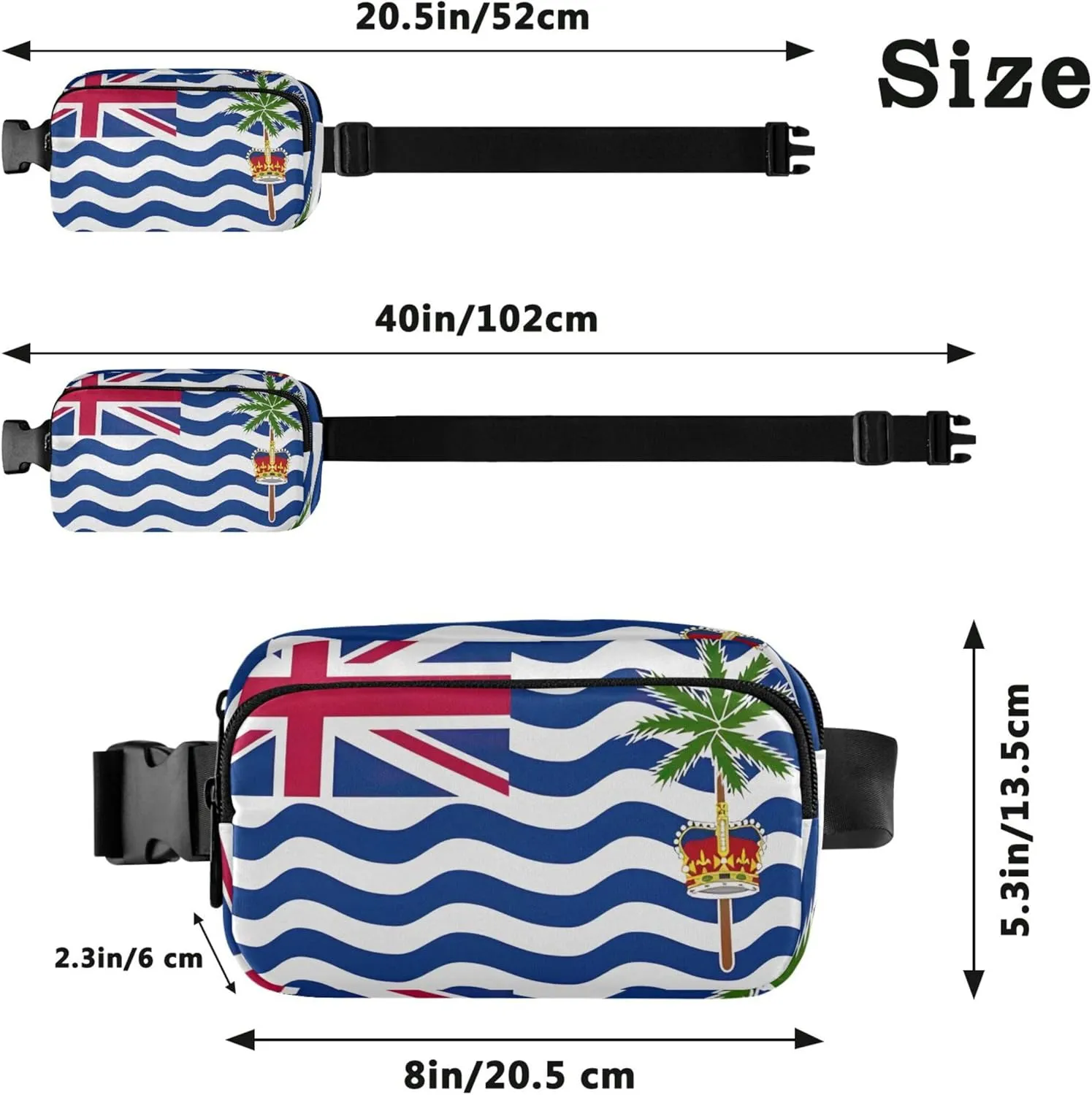 Flag British Indian Ocean Territory Women Fanny Packs Funny Everywhere Belt Bag Waterproof Waist Pouch for Women