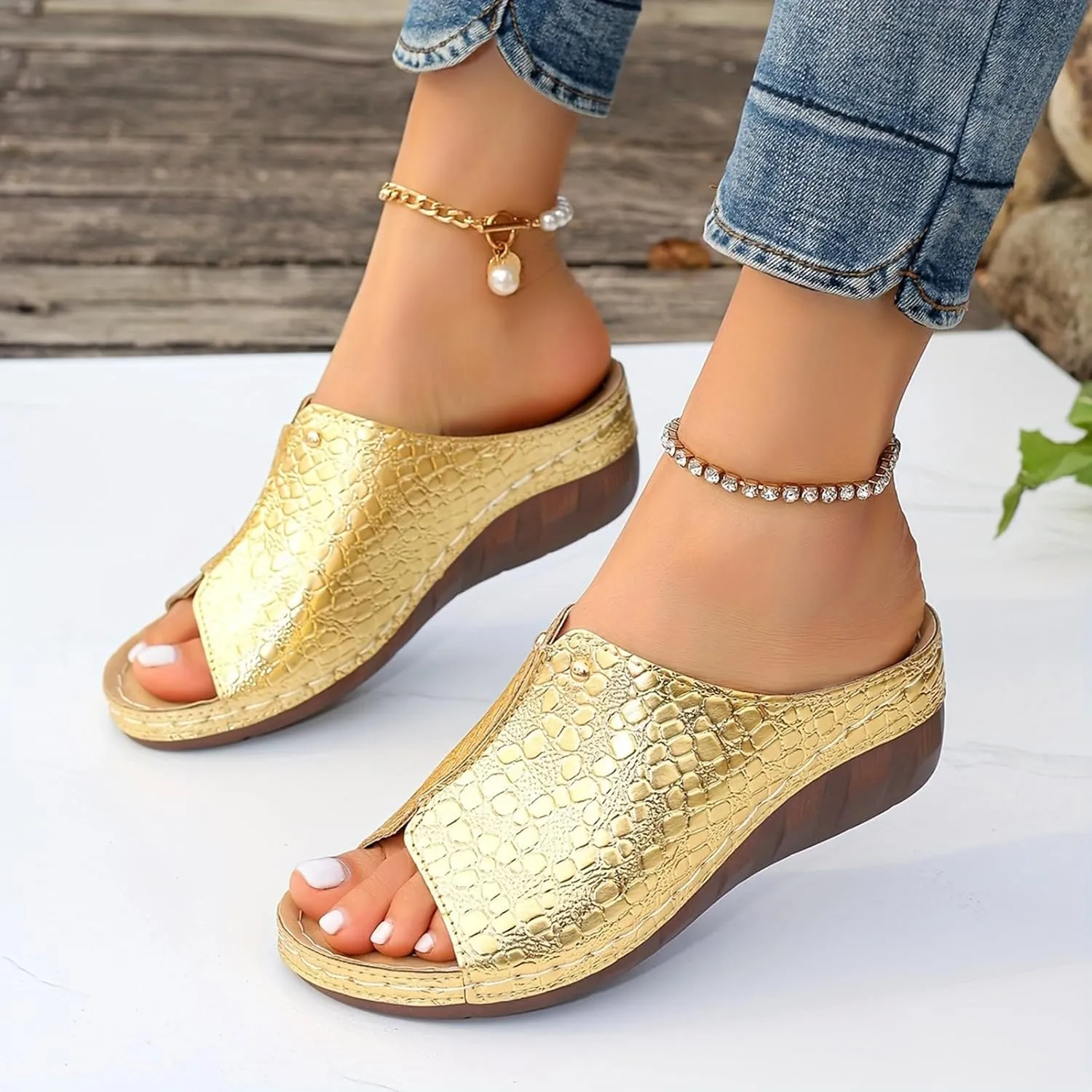 Flat Sandals Open Toe Flatform Wedge Casual Sandal Women's Arch Support Sandals Womens Low Wedges Platform Sandals