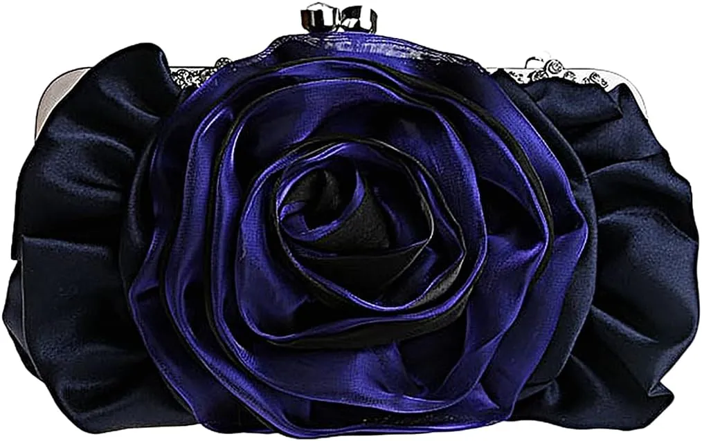 Floral Women's Evening Handbags Satin Clutch Purses for Wedding and Party Prom Handbags, Burgundy