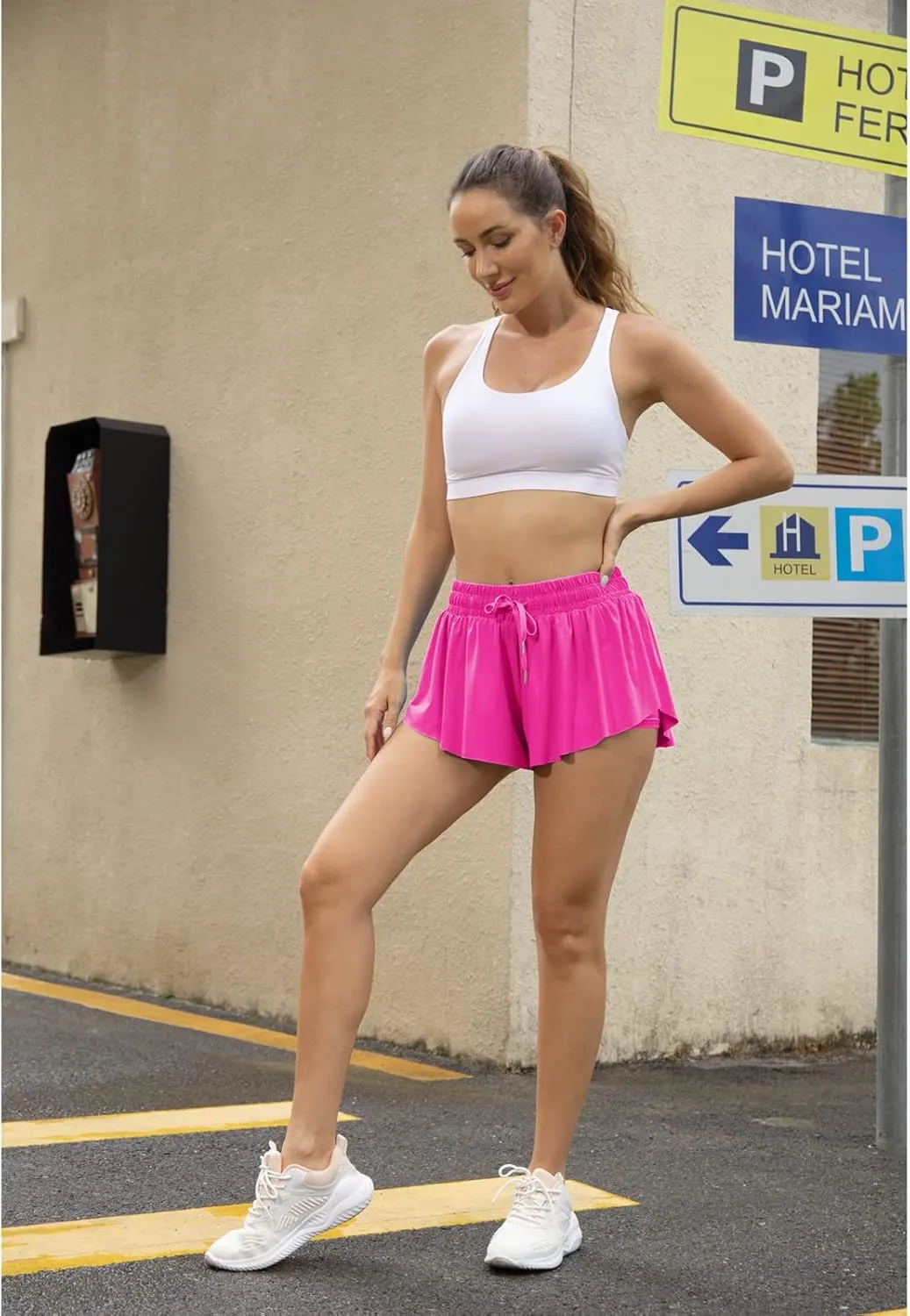 Flowy Athletic Shorts for Women Running Tennis Butterfly Shorts Girls 2-in-1 Double Layer Quick-Drying Comfy Shorts
