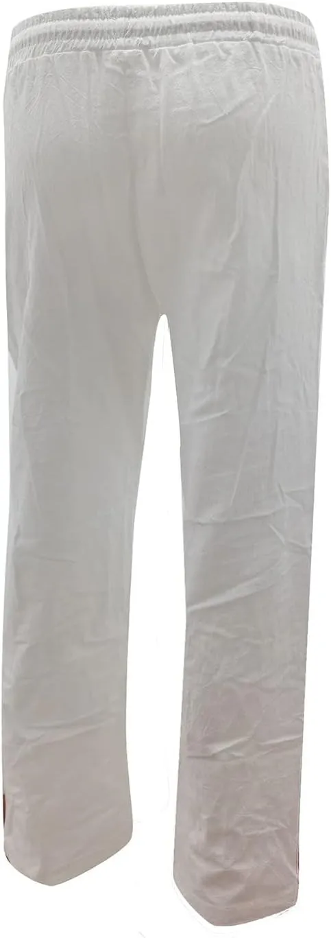 Flowy Pants for Women Wide Leg Elastic Waist Trousers Lightweight Linen Blend Casual Summer Beachwear Relaxed Fit