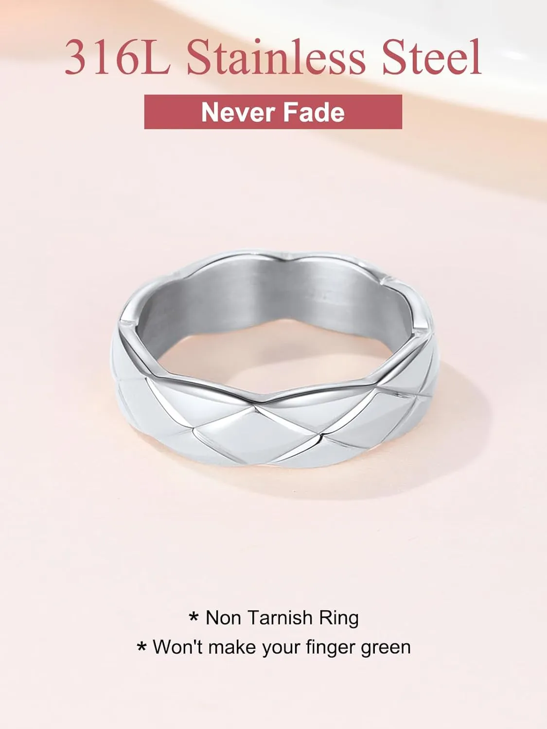 FOCALOOK Crush Bands Ring for Women Yellow Gold Plated 6MM Wide Wedding Promise Stacking Rings, Size 7-12