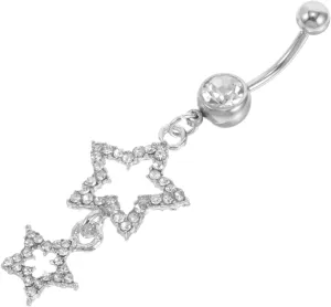 FRCOLOR Belly Button Ring Dangle Star Navel Barbell Fashionable Rehinestones Jewelry