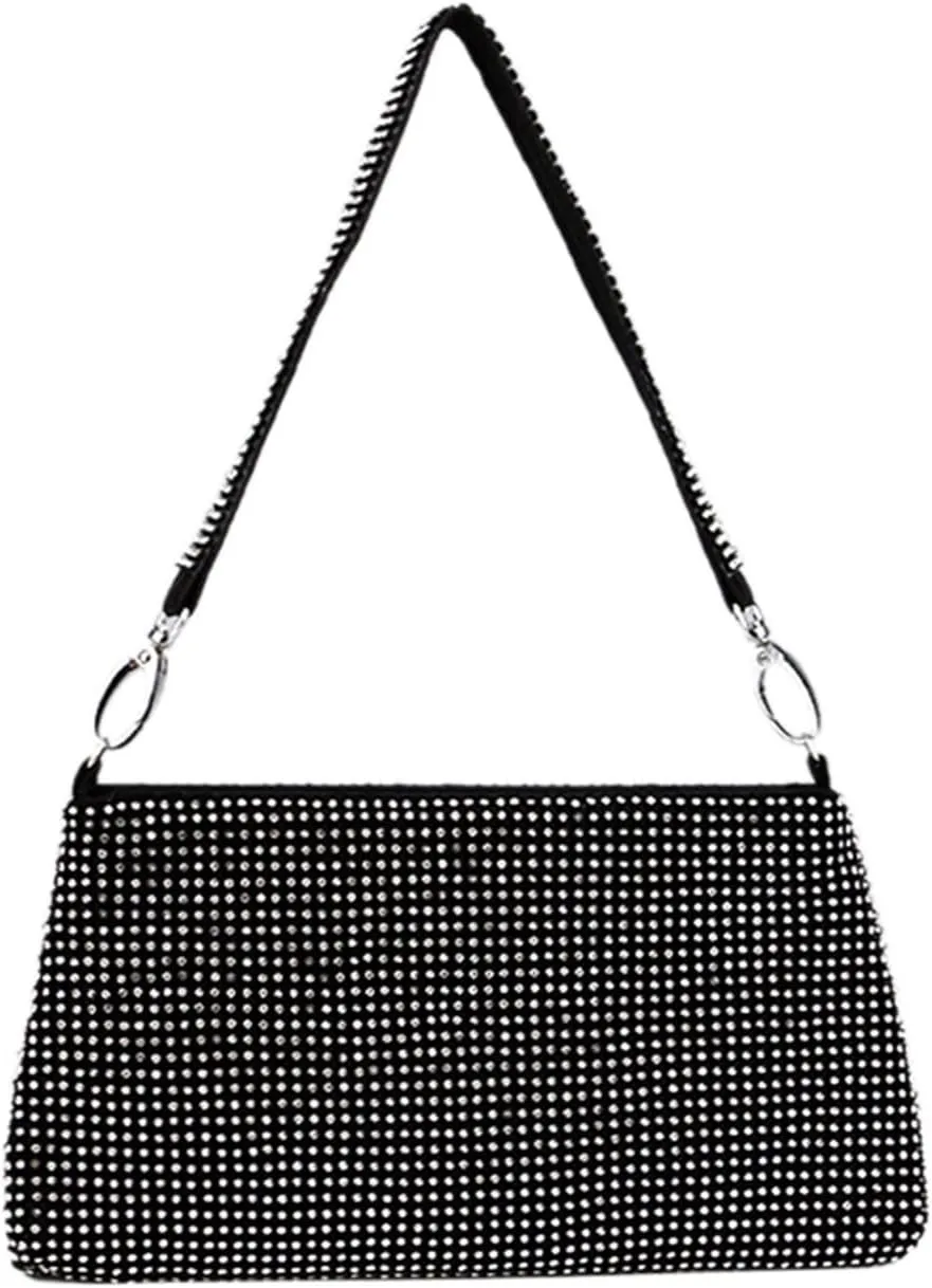 Frosted Stripe Shining Crystals Evening Handbags for Women Rhinestones Clutch Purses for Women Party Wedding Daily Black