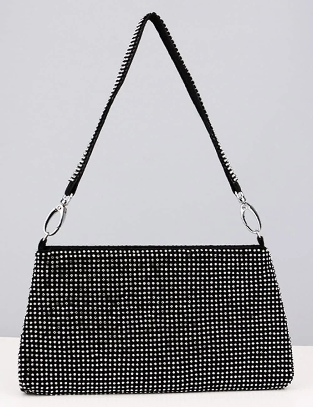 Frosted Stripe Shining Crystals Evening Handbags for Women Rhinestones Clutch Purses for Women Party Wedding Daily Black