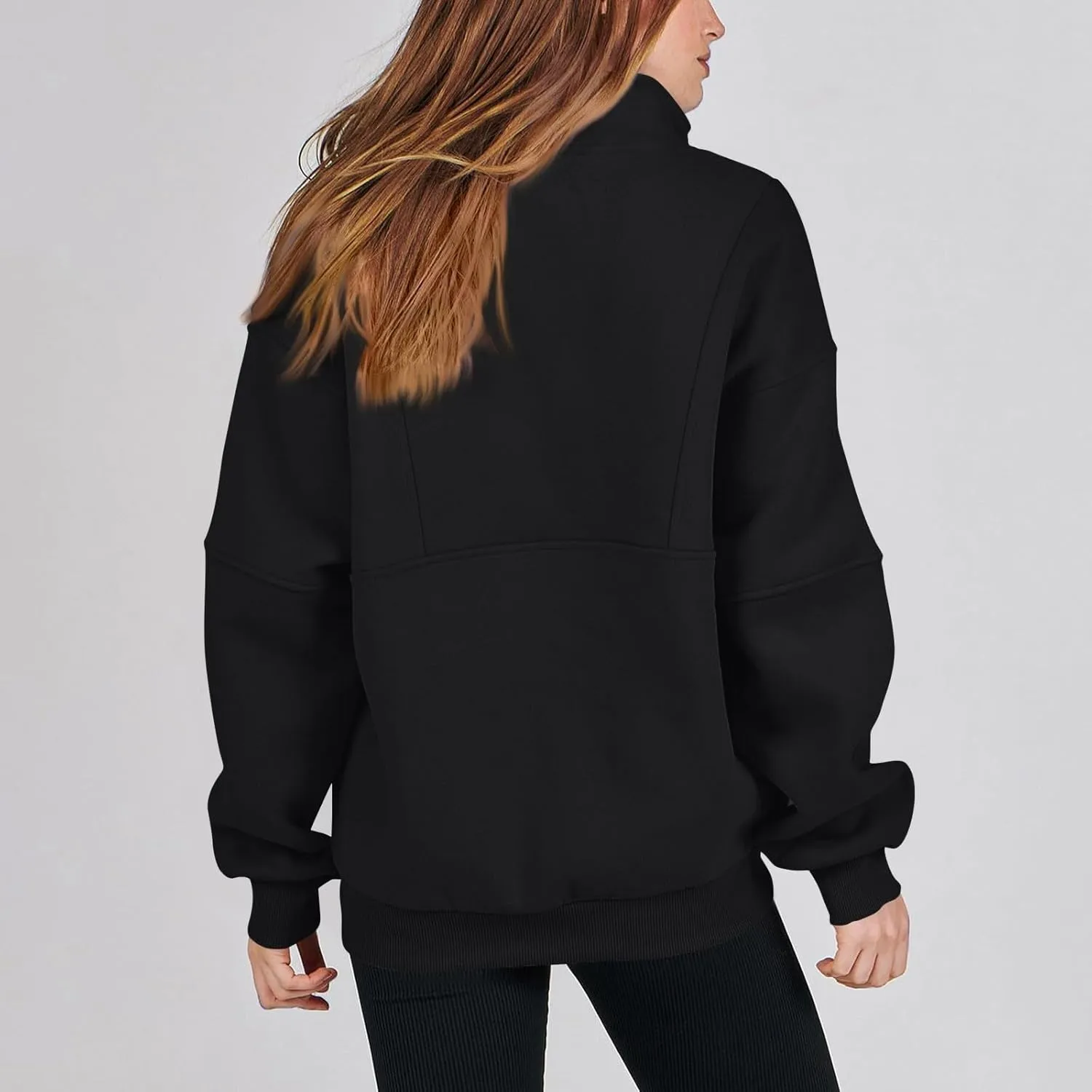 Funnel Neck Half Zip Sweatshirt Women Oversized Thumb Hole Fleece Pullover Lightweight Y2k Zip Up Comfy Hoodie