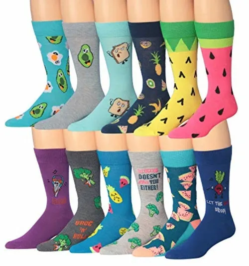 Funny Faces Striped Crew Socks - 12 Pairs
