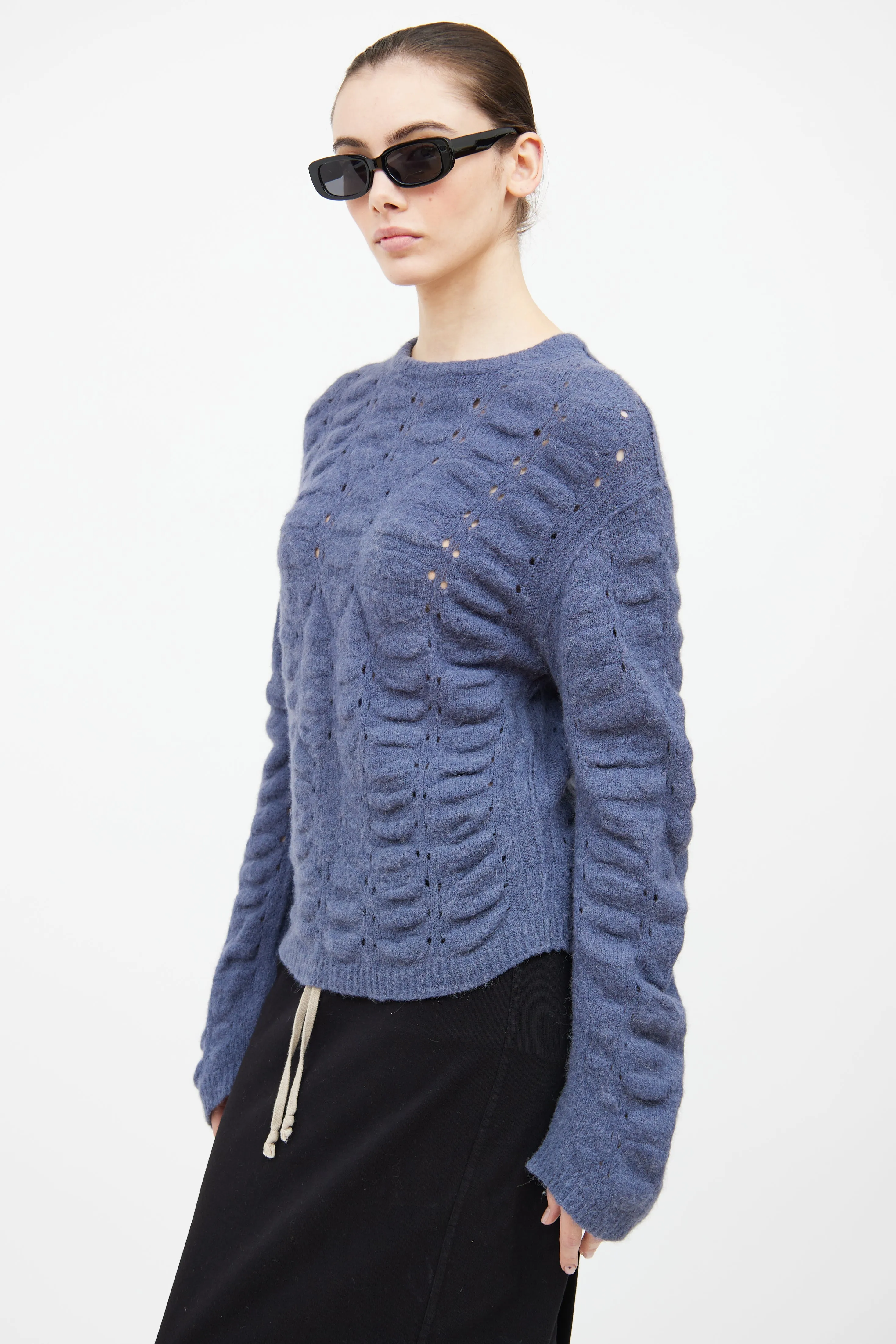 FW 2020 Lapis Blue Eyelet Sweater