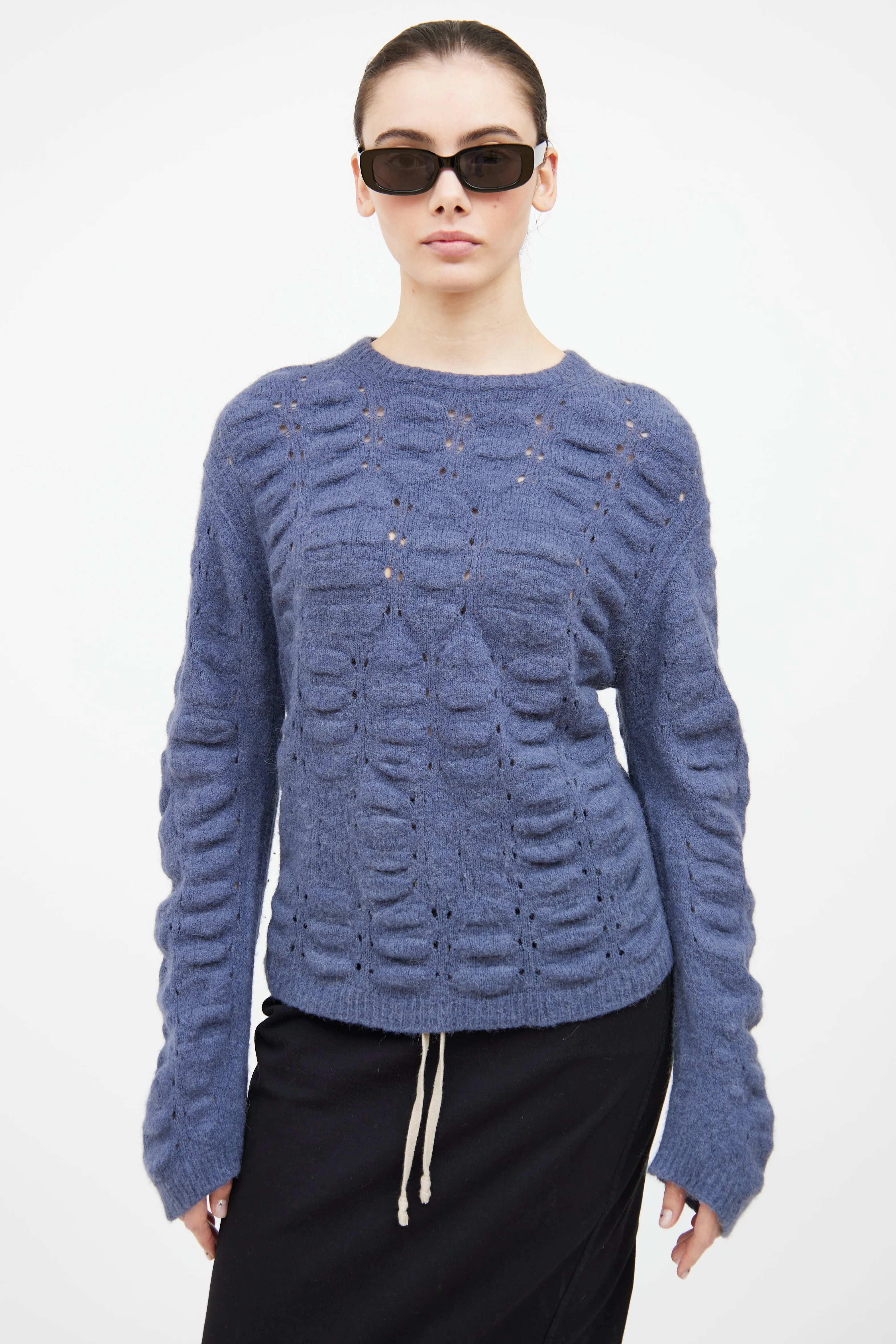 FW 2020 Lapis Blue Eyelet Sweater