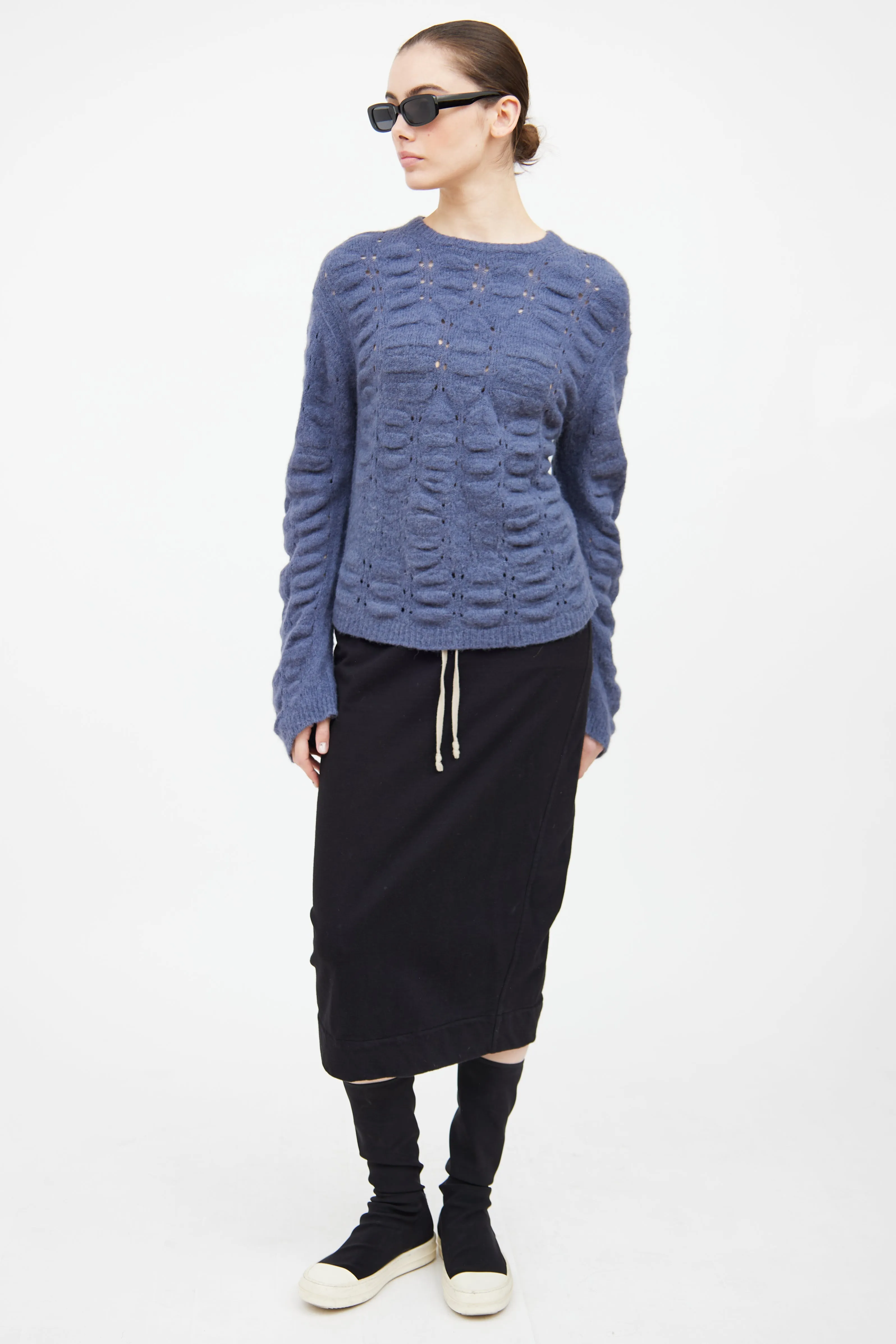 FW 2020 Lapis Blue Eyelet Sweater