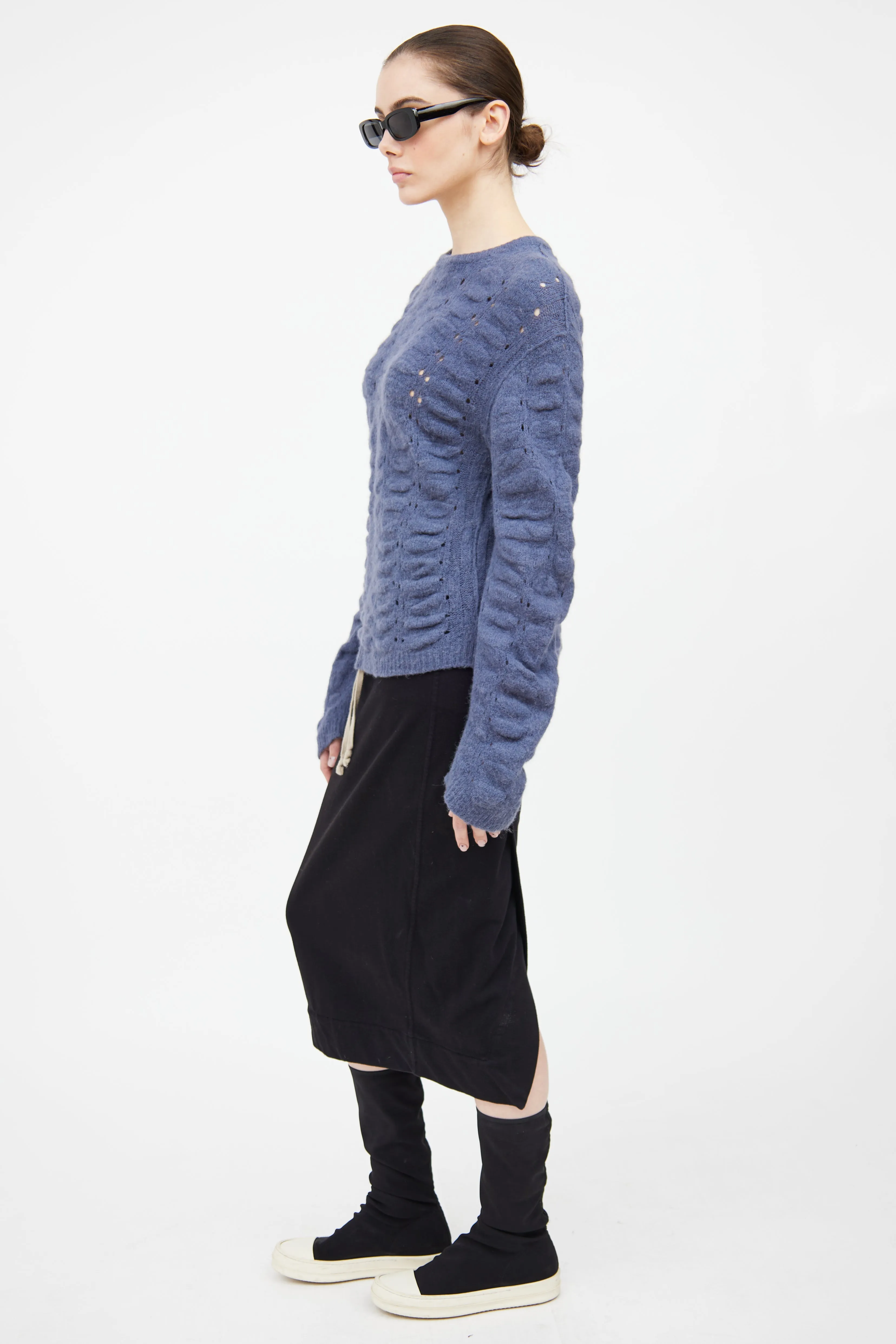 FW 2020 Lapis Blue Eyelet Sweater