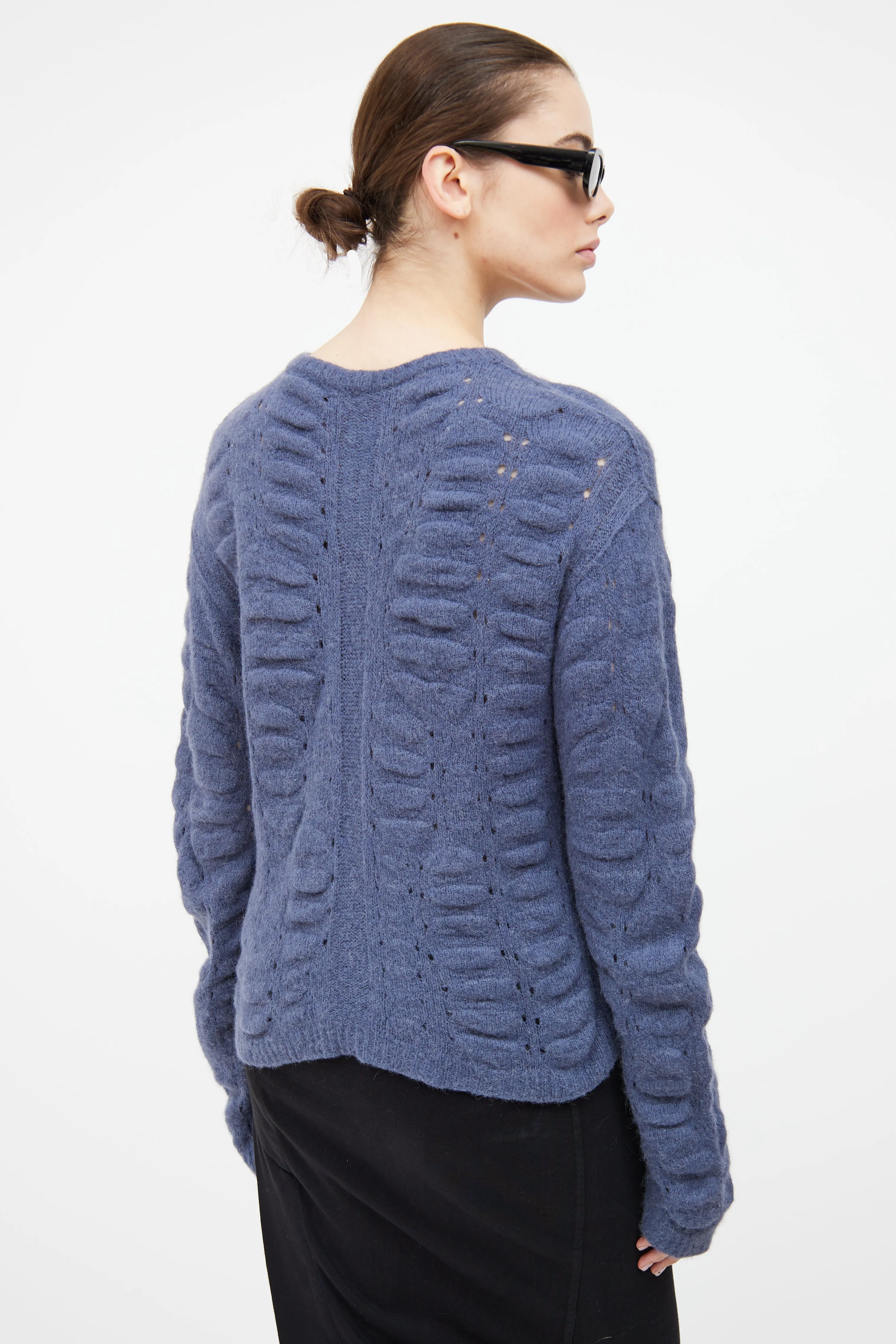 FW 2020 Lapis Blue Eyelet Sweater